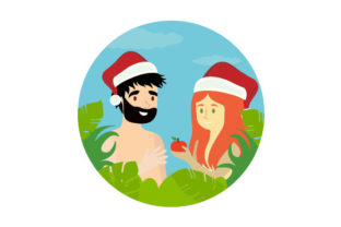 Adam Eve with Santa Hats: Christmas Brand Magic