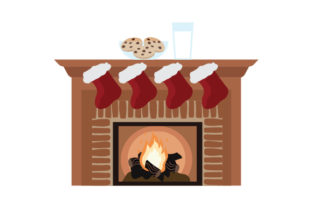 Cookies and Milk on Fireplace Christmas