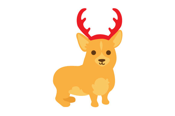 Dog with Red Antlers for Christmas Crafting