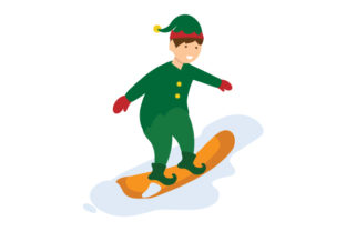 Elf Snowboarding: A Festive Christmas Design Asset