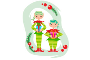 Elves Holding Presents Christmas Design