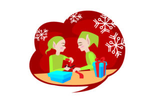 Elves Wrapping Presents: A Christmas Design Asset Review