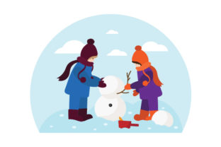 Kids Making a Snowman for Christmas
