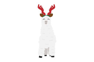 Llama with Reindeer Antlers: A Festive Graphic Design Asset