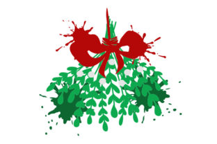 Mistletoe Sprig Abstract Print Style for Christmas Crafts