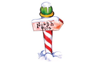 North Pole Sign in Watercolor — Christmas Design Asset Review