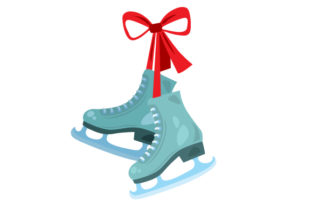 Pair of Ice Skates with Red Bow — Christmas Design Asset Review