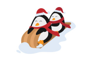Penguins in Toboggan for Festive Branding