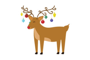 Reindeer with Ornaments Hanging from Antlers — Christmas