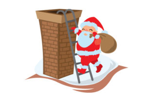 Santa Climbing Ladder Up to Chimney — Christmas Visual Asset Review