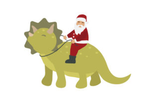 Santa Riding a Dinosaur Christmas Design