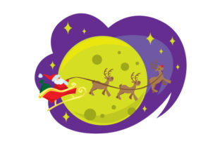 Santa S Sleigh in Front of Moon