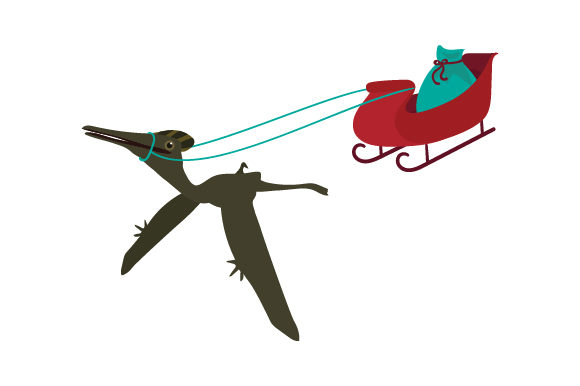 Santa Sleigh Pulled by Pterodactylus Christmas
