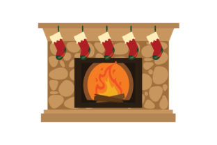 Stockings Hung on Fireplace for Christmas Branding