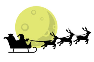 Weihnachtsmann-Schlittensilhouette vor Vollmond Christmas Asset