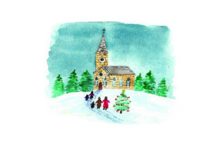 Winter Church Walk Graphic for Christmas Crafts