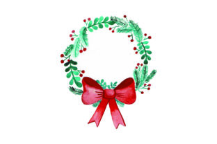 Wreath with Bow – Watercolor Christmas Design